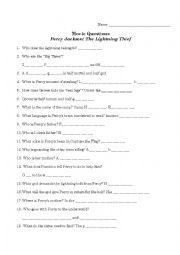 Percy Jackson and the Lightning Thief - ESL worksheet by swanhime