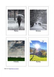 English Worksheet: 20 Printable Flashcards of Weather