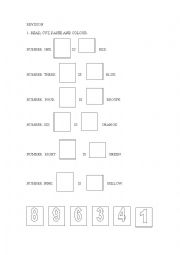 English Worksheet: numbers and colours