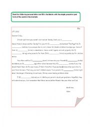 English Worksheet: personal letter