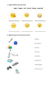 English Worksheet: emotions and free time activities