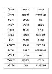 English Worksheet: verbs game