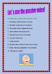 English Worksheet: Lets practice Passive Voice in the Present!