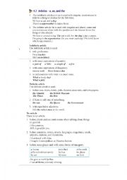 English Worksheet: Articles rules