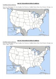Map USA - ESL worksheet by Saralov