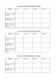 English Worksheet: transport to school