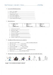 English Worksheet: unit 1 new treetops 4