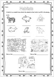 Animal habitats worksheets