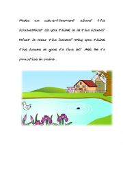 English Worksheet: Talk about the Picture-Give an advertisement about the House