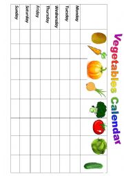 English Worksheet: Vegetables Calendar