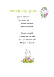 English Worksheet: Easter poem for kids 
