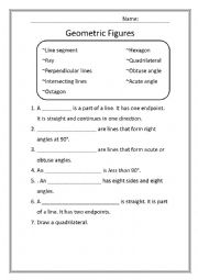 English Worksheet: Geometric Figures Worksheet