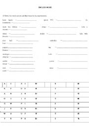 English Worksheet: Vocabulary and a/an