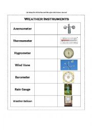 English Worksheet: Weather Instruments