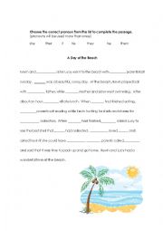 English Worksheet: Insert the pronouns into the passage