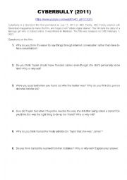 English Worksheet: Cyberbully - questions and opinion essay