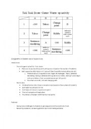 English Worksheet: Structure of warm-up activities