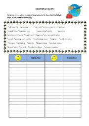 English Worksheet: Describing holidays