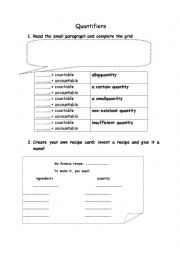 English Worksheet: quantifiers