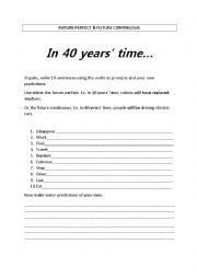 English Worksheet: In 40 years time