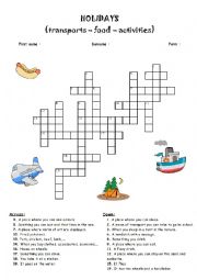 English Worksheet: Crossword puzzle holidays