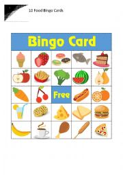 10 Food Bingo Cards