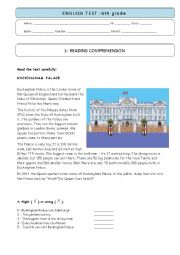 English Worksheet: 6th grade test - BUCKINGHAM PALACE