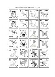 English Worksheet: Animals memory game