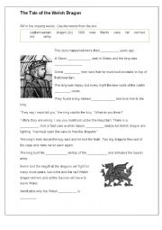 English Worksheet: The tale of the Welsh dragon (gap exercise)