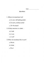 English Worksheet: Manatees