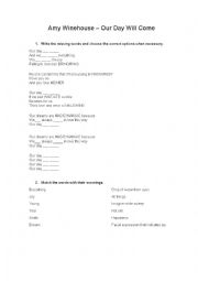 English Worksheet: Our Day Will Come - Amy Winehouse