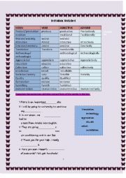 English Worksheet: Derivation