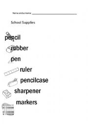 English Worksheet: Classroom Objects Tracing