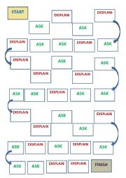 English Worksheet: Ask and explain board game