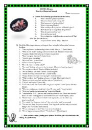 English Worksheet: HUSH Movie Worksheet