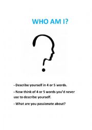 English Worksheet: Who Am I?