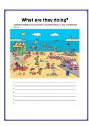 English Worksheet: What Are They Doing?