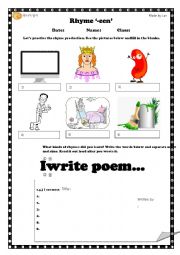 English Worksheet: rhyme /een/