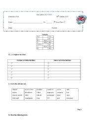 English Worksheet: Evaluation Test