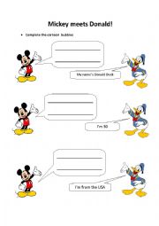 English Worksheet: Mickey meets Donald
