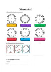 English Worksheet: What Time Is It?