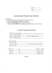 English Worksheet: Song lyrics and worksheets