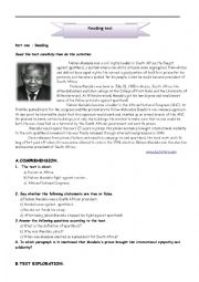 English Worksheet: Nelson Mandela .The man who fought apartheid
