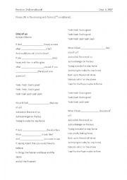 English Worksheet: 2nd Conditional: One of us by Joan Osborne