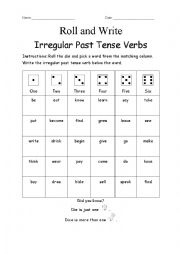 Roll and Write Irregular Past Tense Verbs