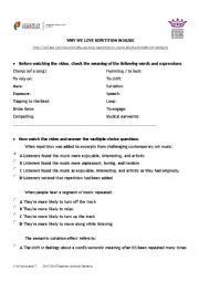 English Worksheet: Repetition in music. Why do we love it?