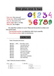 English Worksheet: ONE PLUS ONE IS TWO