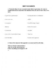 English Worksheet: Tasl for the movie Meet the Parents