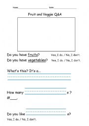 English Worksheet: Fruits and Vegetable Do you have? How many? Presentation