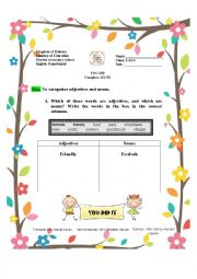 English Worksheet:  Adjective and nouns
